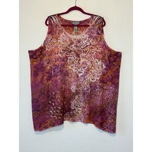 Liz & Me Catherines Tank Top 4X  Pink Purple Burnout Pullover‎ Sleeveless
